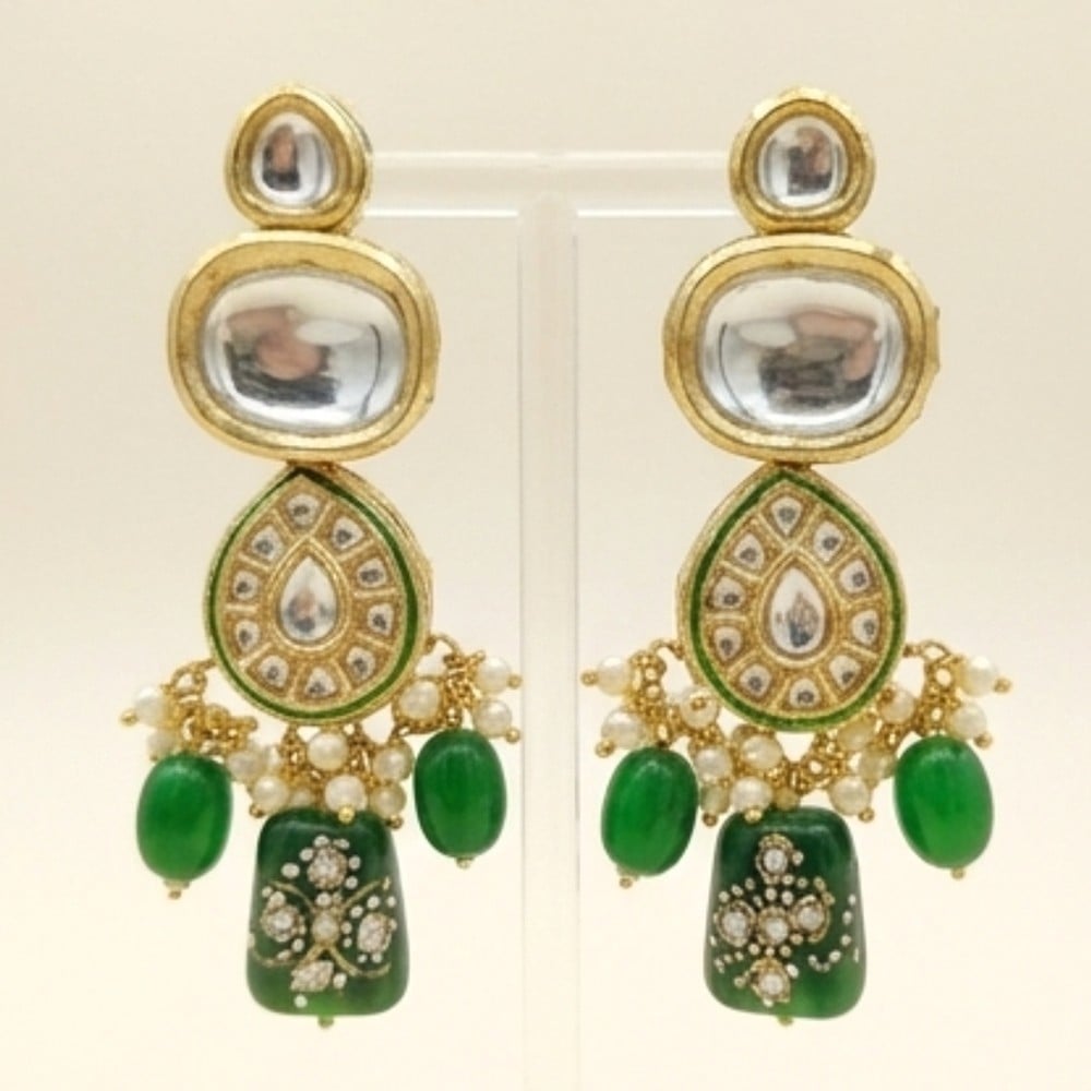 Handcrafted Emerald Green Kundan Statement Bridal Necklace Set